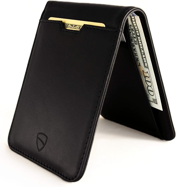 Vaultskin MANHATTAN Slim RFID Blocking Bifold Leather Wallet for Men - Men’s Leather Wallet, Front Pocket Minimalist Card Holder, Holds 9 Cards and Cash, Premium Italian Leather