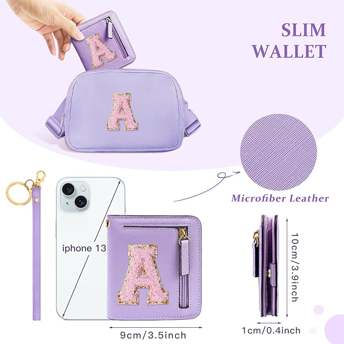 COSHAYSOO Birthday First Dance Recital Gifts Initial Wallet for Teen Girls 10 11 12 13 14 15 16 Year Old Small RFID Bifold Wristlet Wallets Purse Monogram Tween Girly Trendy Stuff Letter A Purple
