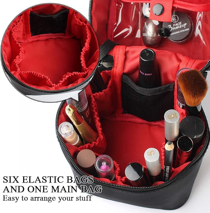 Makeup Bag Travel Cosmetic Bag 7.5x5.5x4.4 Inch Makeup Brush Holder Organizer Cute Portable Artist Toiletry Storage Bag Cosmetics Case for Women