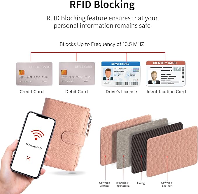 Passport wallet and Card Slot Combo RFID Blocking Slim Leather Travel Passport Wallet for Men and Women with Zippered Coins Pocket Passport holder,Pink
