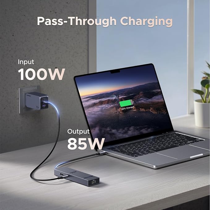 UGREEN Revodok Pro 6 in 1 USB C Hub Gigabit Ethernet Adapter with 4K 60Hz HDMI, 100W PD Charging, 10Gbps USB A&C 3.2 Data Ports Compatible with Mac M1, M2, M3, iPad, iPhone 16 Pro/Pro Max, Steam Deck