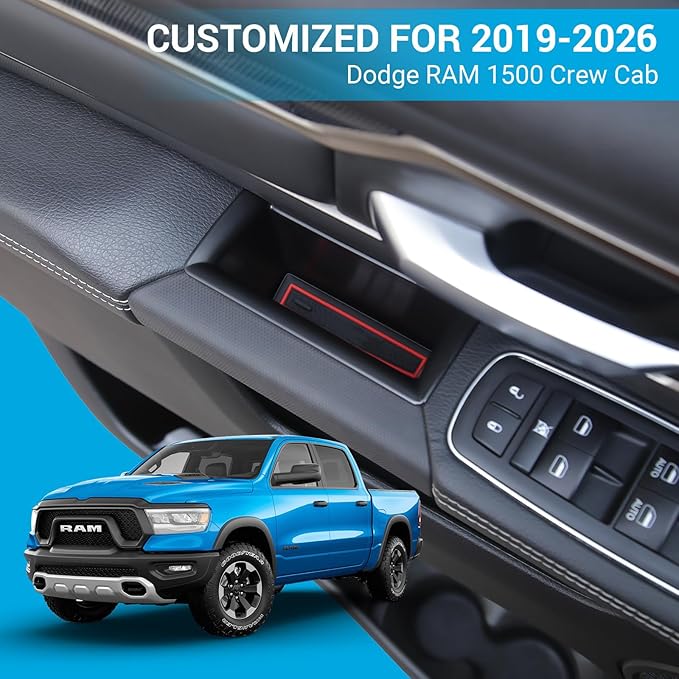 Motrobe for Ram 1500 Door Side Storage Tray 2026 2025 2024 2023 2022 2021 2020 2019 Ram 1500 Door Side Organizer Door Pocket Insert 4 PCS, Not Fit Ram 2500 3500