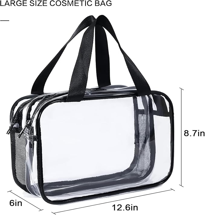 Auseibeely Clear Toiletry Bag for Women Men, Portable Large Travel Makeup Bag, Waterproof & Draining Transparent Cosmetic Bag, Carry On Airport Airline Compliant Bag
