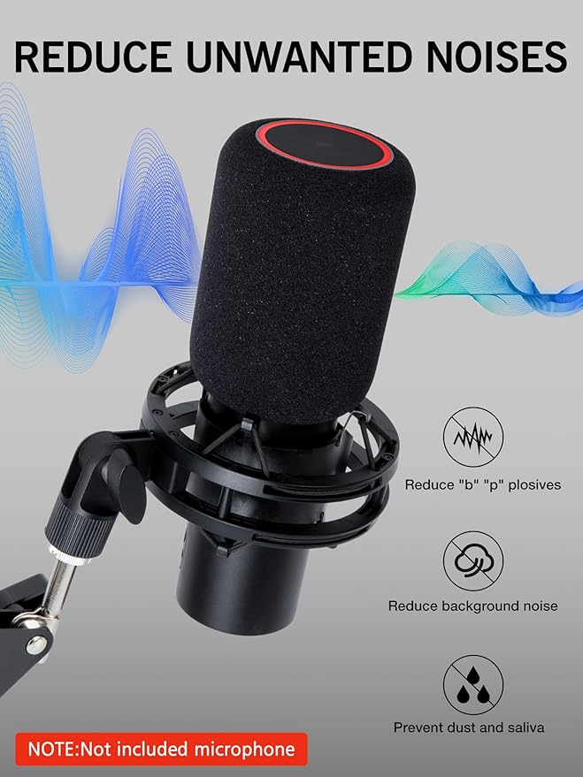 QuadCast 2 Boom Arm, Mic Arm Microphone Arm for HyperX QuadCast 2 with HyperX QuadCast 2 Pop Filter, 3/8" to 5/8" Adapter, by SUNMON