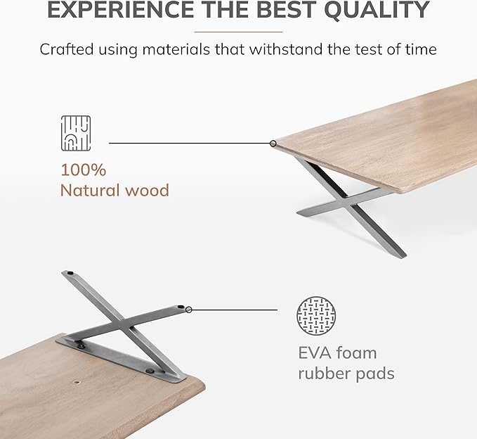 Anji Mountain Monitor Stand - Desktop Organizer & Laptop Riser, Ergonomic Monitor Riser, Space-Saving Monitor Stand for Desk, Durable Construction, Easy Assembly, Ideal for Home & Office,Biscotti