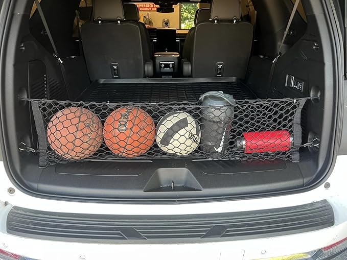 Rear Trunk Organizer Cargo Net for Chevrolet Tahoe 2015–2026 – Black Color Envelope Style Cargo Net for SUV – Premium Mesh Car Trunk Organizer Vehicle Carrier Storage – Compatible with Tahoe