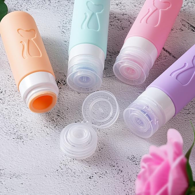 Zafit TSA Approved 3oz Leakproof Travel Bottles for Toiletries, Refillable Containers for Shampoo Conditioner Lotion Body Wash(Multicolored C)