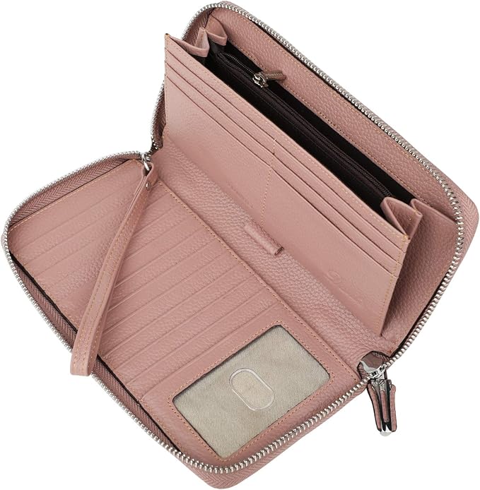 Lavemi Small Compact Women Wallet RFID Blocking Genuine Leather Bifold Purse with ID Windows