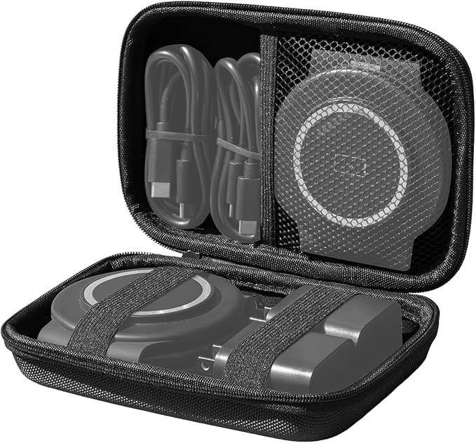 Portable Charger Case Compatible with Hicober 3 in 1 Wireless Charging Station, 1680D Oxford Charger Organizer Travel Case for Foldable Charging Pad, Adapter and Cable - Matte Black
