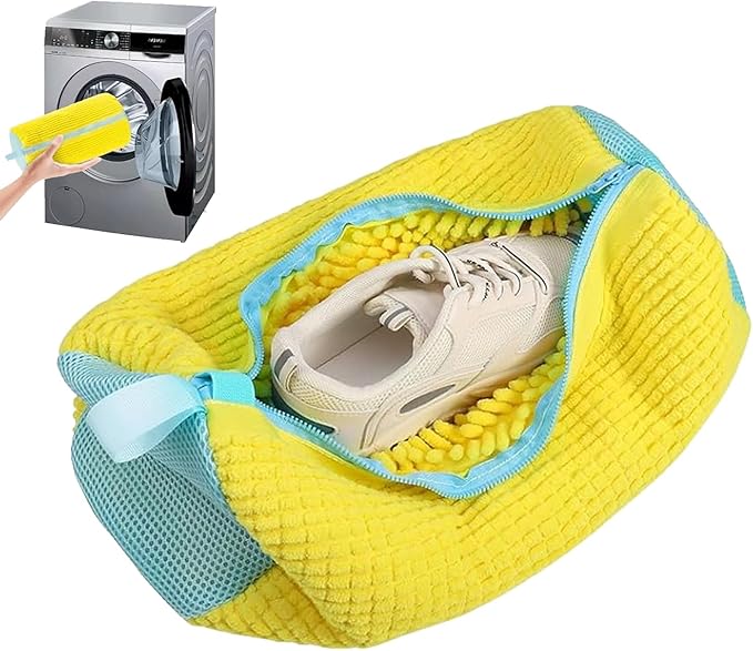 Shoe Washing Bag for Washing Machine,Fluffy Fibers Keep 360° Wrap-around Cleaning for All Types Shoe And Sizes,Laundry Shoe Bag for Washer and Dryer, Reusable Shoe Cleaning Bag for Sneaker