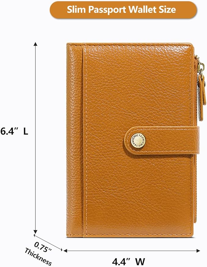 Slim RFID Blocking Passport Holder Wallet,PU Leather Travel Card Organizer,Lightweight Passport Case for Women Men (Yellow)
