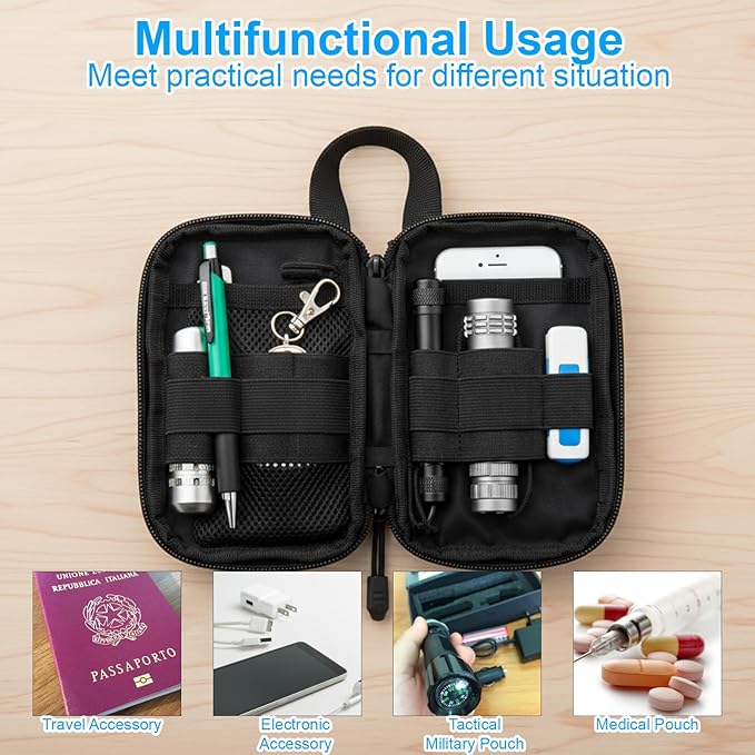 Mini EDC Pouch, Small Tactical EDC Molle Belt Pouch for Men, Portable Military Carry Accessory for Phone, Tools, and Essentials