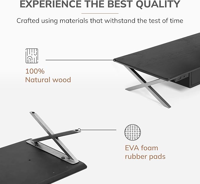 Anji Mountain Monitor Stand - Desktop Organizer & Laptop Riser, Ergonomic Monitor Riser, Space-Saving Monitor Stand for Desk, Durable Construction, Easy Assembly, Ideal for Home & Office,Black