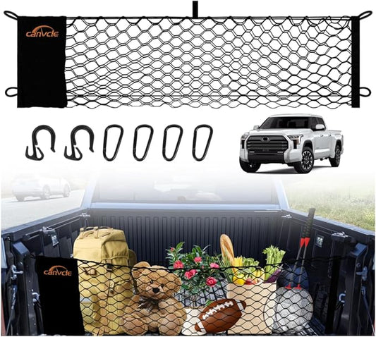 Truck Bed Cargo Net for Toyota Tundra 2022-2026, Envelope Style Pickup Truck Bed Net for Tundra Accessories, Upgraded Trunk Cargo Net Storage Bag with Metal Carabiners