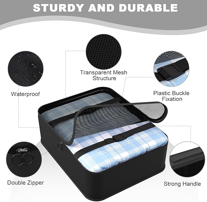8 Set Packing Cubes for Travel,Suitcase Organizer Bags for Luggage with Shoe & Hanging Toiletry Bag, Vacation Essentials & Accessories for Cruise Ship, Airplane Must-Have,Road Trip & Camp Gifts(Black)