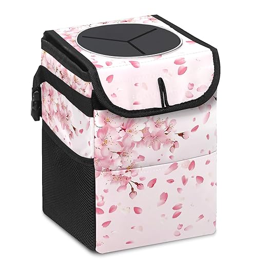 Car Trash Can – Multi-Purpose, Lightweight and Portable with Durable Water-Resistant Coating, No Installation Required, Practical and Ample Capacity, Variety of Colors.Cherry Blossom Pattern