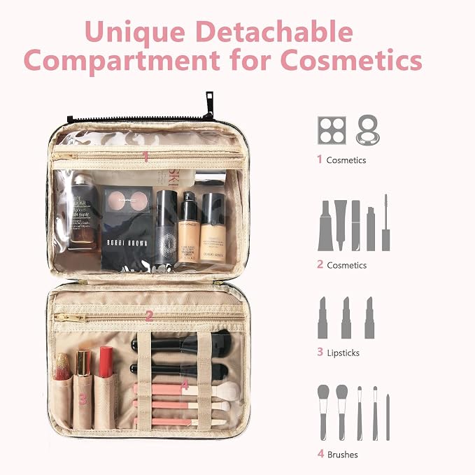 Detachable Travel Toiletry Bag for Women - Large Toiletry Bags for Traveling Women - Hanging Makeup Cosmetic Bag, Organizer for Travel Accessories Cruise Essential - Travel Size Toiletries