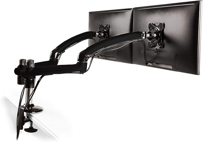 Ergotech Dual Freedom Arm, Includes Two Aluminum Articulating Arms,8.4-17.8 lbs. Weight Capacity per Arm, Suitable for Monitors up to 27'', VESA Compatible 75×75, 100×100,(FDM-PC-G02) -Dual,Metal Gray
