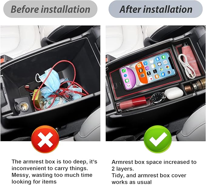 SKTU for 2020-2026 Ford Escape Center Console Organizer 2020-2025 2026 Escape Console Tray Ford Escape 2023 2024 2025 2026 Accessories Glove Secondary Storage Box with Coin and Sunglasses Holder