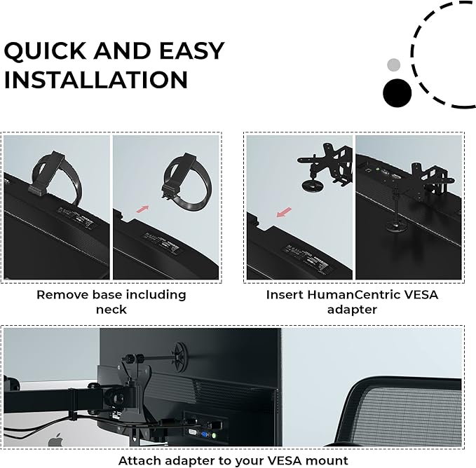 HumanCentric VESA Mount Adapter Compatible with Viewsonic Models VX2776-smhd, VX2476-smhd, VX2376-smhd, and VX2276-smhd, Does not Work with Monitor Models Ending in -2, 75x75 and 100x100 Patterns
