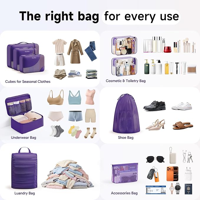 9 Set Packing Cubes for Travel, Gifts for Women Mom,Anti-Tearing Suitcase Organizer,OlarHike Vacation Essentials & Accessories for Cruise Ship