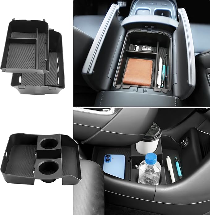 (3Pack) 2026 Palisade Center Console Organizer for Hyundai Palisade (Only fit Calligraphy)(Lower&Console Organizer Double-Layer), Durable ABS Plastic Console Tray 2026 Palisade Accessories
