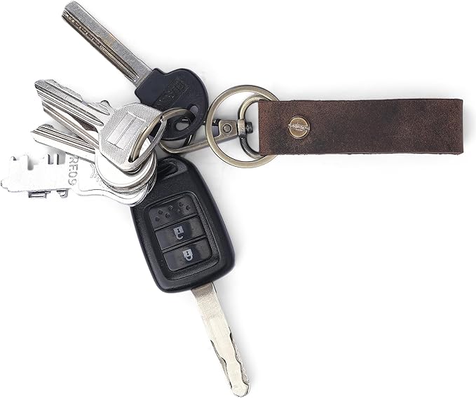 Genuine Leather Keychain with Belt Loop - Key Case Leather Tactical HK EDC Clip Fob Keychain Leathers Key Holder