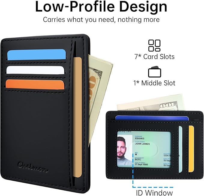 Chelmon Slim Wallet for Men, Minimalist Front Pocket RFID Blocking Credit Card Holder