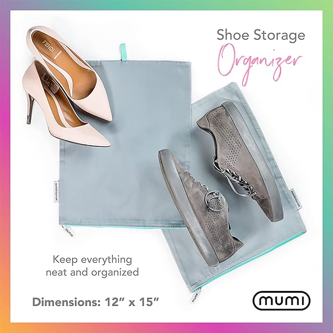 MUMI Travel Shoe Bags Set of 2 – Waterproof Shoe Bag for Travel, Gym, Storage, Packing – Lightweight Shoe Travel Bags for Suitcase, Closet, Backpack – Travel Shoe Organizer for Men and Women (Blue)