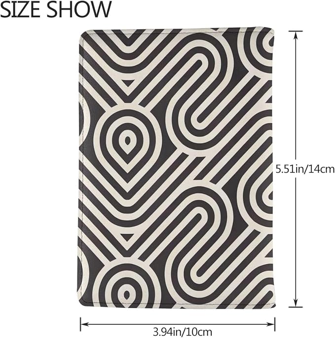Black Curved Texture Passport Holder, Ultra-Thin, Lightweight Travel Wallet, Unisex.