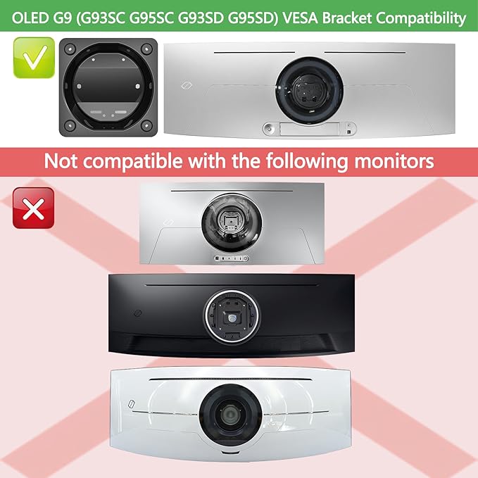 G93SC VESA Adapter Compatible with Samsung OLED Odyssey G9 (G93SC G95SC G91SD G93SD G95SD ) LS49CG932SNXZA LS49CG954SNXZA LS49CG950SNXZA LS49DG912SNXZA LS49DG934SNXGO LS49DG956SNXGO Monitor Stands