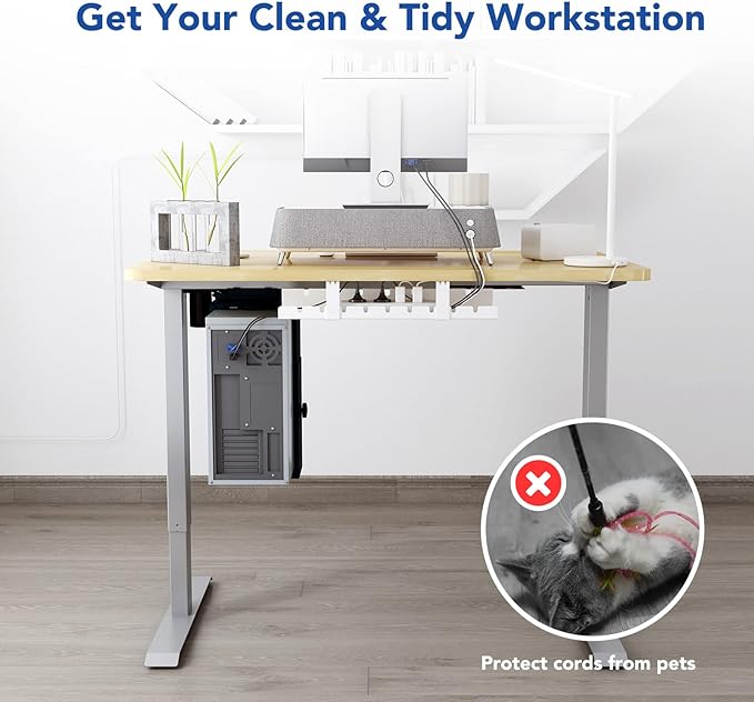 Cable Management Under Desk Tray for Home Office Desk, Metal Raceway Wires Cable Management Tray Tidy Organizer (White)