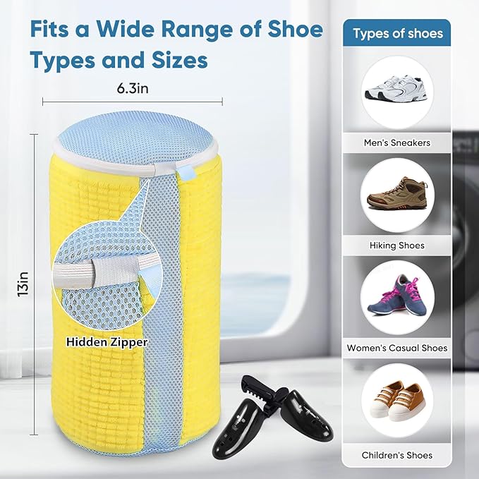 Shoes Laundry Bag Keep Shoes Clean, Shoe Wash Bag for Washing Machine, Durable Zipper Laundry Washing Bag, Sneaker Tennis Cleaner Kit Adjustable Shoe Trees - Home Dorm Travel Essentials
