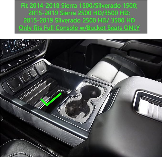 TACOBRO Full Center Console Organizer Compatible with 2014-2018 Sierra 1500 /Silverado 1500 Accessories 2015-2019 Silverado/Sierra 2500 3500HD Compartment Cover Insert Tray Storage, Blue