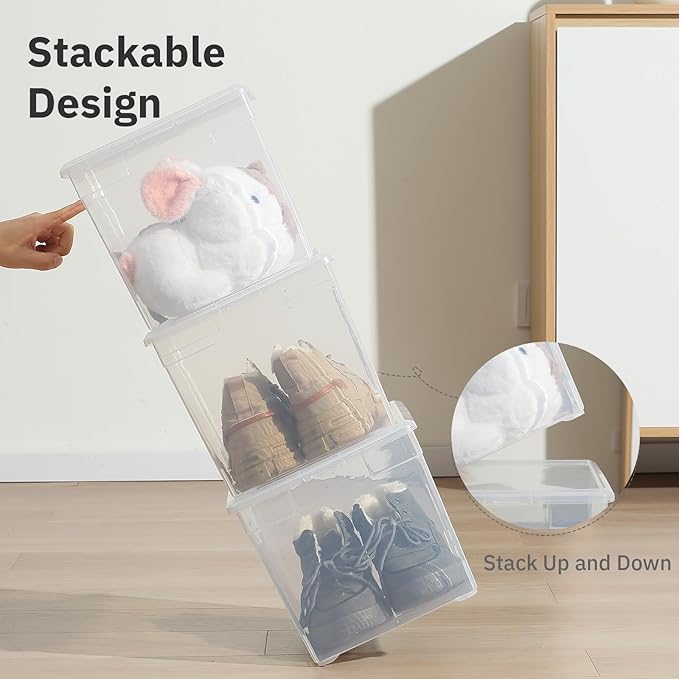 novelinks 22QTClear Storage Box Stackable Plastic Storage Bins with Lids Plastic Container Box for Sorting,6 Pack
