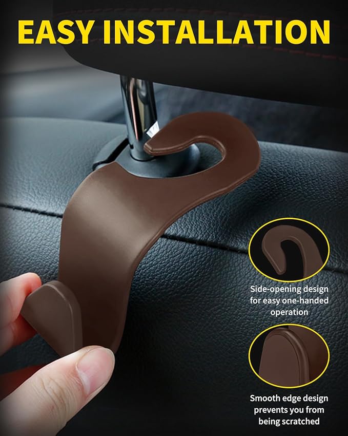 8 Pack Car Seat Headrest Hooks with 44 Pounds Load Capacity, Hangers Storage Organizer Universal Car Interior Accessories for Handbags Water Bottles Purse Coats Umbrellas, Wine Red