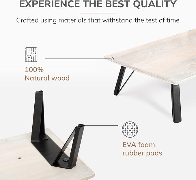 Anji Mountain Monitor Stand - Desktop Organizer & Laptop Riser, Ergonomic Monitor Riser, Space-Saving Monitor Stand for Desk, Durable Construction, Easy Assembly, Ideal for Home & Office,White Wash