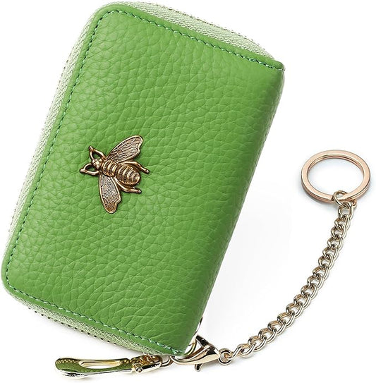 imeetu RFID Credit Card Holder, Small Leather Zipper Card Case Wallet for Women