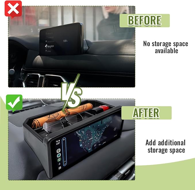 HGWEI Dash Storage Box Compatible with Mazda CX-5 2025 2024 2023 2022 Interior Accessories, Console Dashboard Organizer Behind 10.25" Touch Screen Insert Tray Holder (Not Fit 2026), Black
