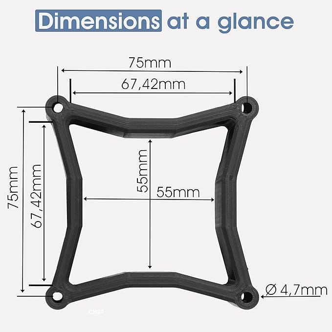 3IDEE Universal VESA Spacer - 30mm Distance - Monitor Mount Adapter 75x75 mm - Compatible with Many Monitors (Samsung Odyssey G5 Monitor & More) (75x75mm)