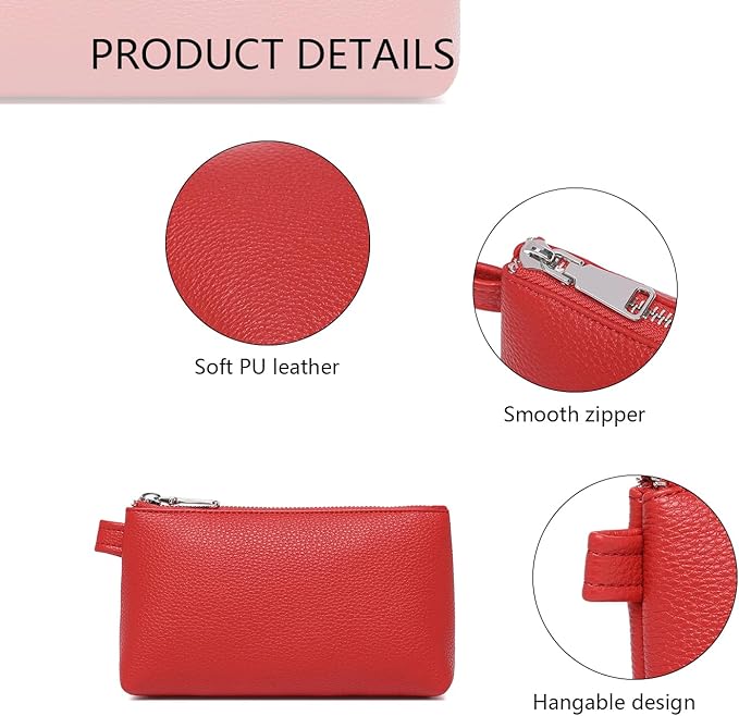 PU Leather Makeup Simple and Convenient Handbag Small Exquisite Storage Bag (PU/Pomegranate Red)