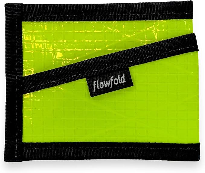 Flowfold Recycled Sailcloth Wallets - 3 Pocket Card Holder Wallet, Front Pocket Wallet, Slim Card Holder Wallet Made in USA (Lime Sailcloth)