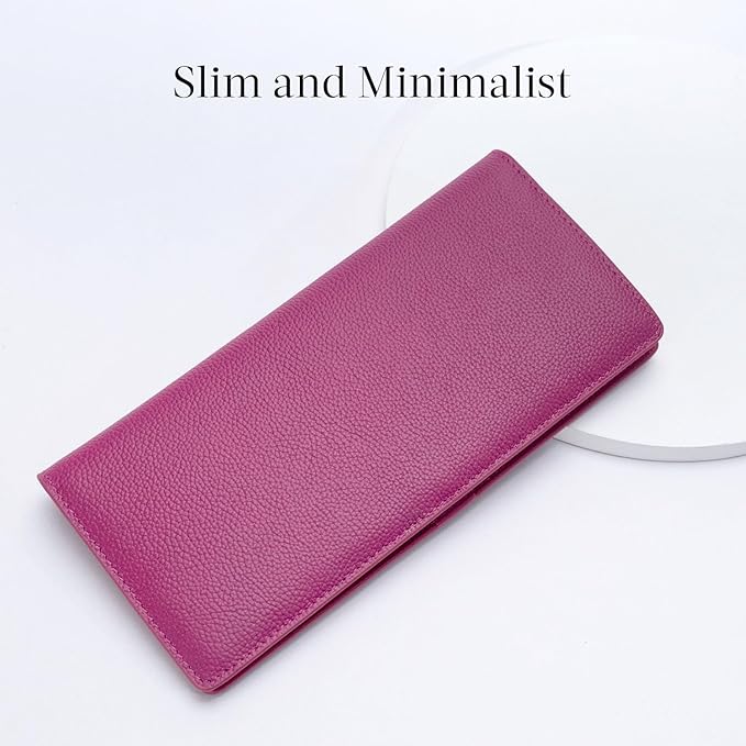 Bveyzi Ultra Slim Thin Leather RFID Blocking Credit Card Holder Bifold Clutch Wallets for Women