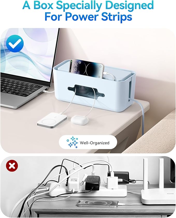 ORICO Cable Management Box, Cord Hider Box to Conceal Power Strips on Desk or Floor, Keeping Cords Tidy and Protected from Damage, Stylish Cable Organizers for Home, Office, School - PB01