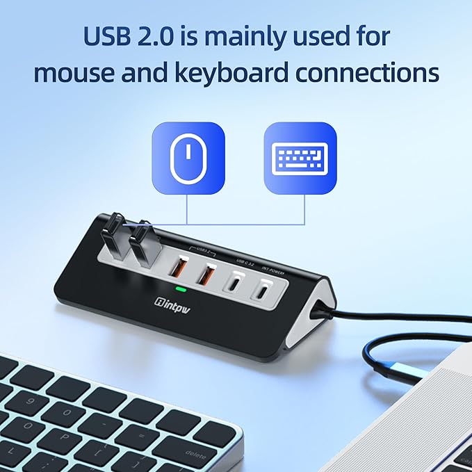 intpw USB C Hub, P9 PRO USB C Hub Multiport Adapter with 4K HDMI, PD 100W, Type-C & 2 USB A 3.2 10Gbps, 2 USB A 2.0, SD/TF Card Reader, Aluminum USB Hub for Laptop, iPhone 17 Series, MacBook, iPad