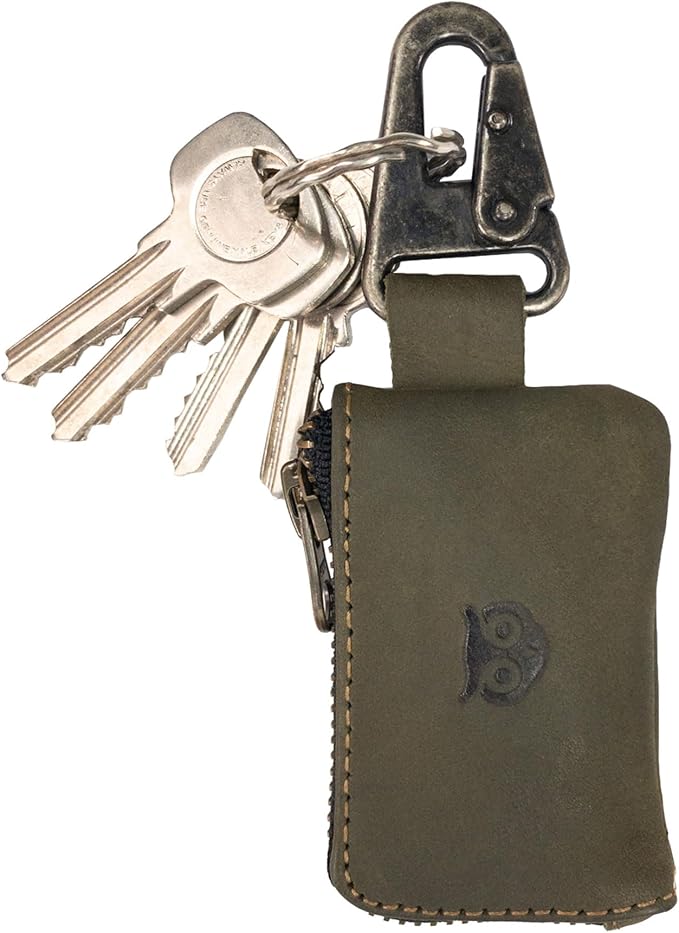 Hide & Drink, Leather Car Key Holder/Headphone & Charging Cables/Memory Cards/Flash Drives/Cash Zipper Case with Clasp Handmade :: Dark Jade