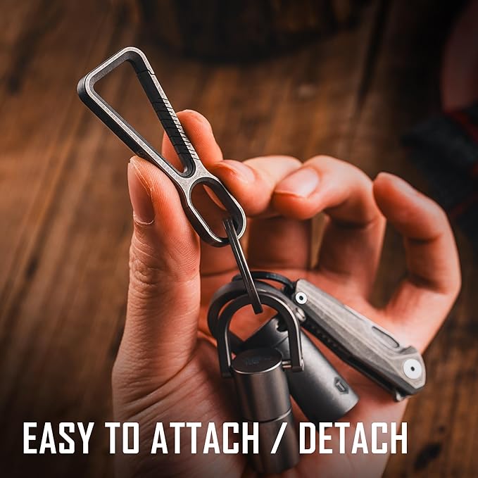 KeyUnity KM01 Titanium EDC Keychain Clip with Bottle Opener, Quick Release Carabiner Key Ring Holder for Men
