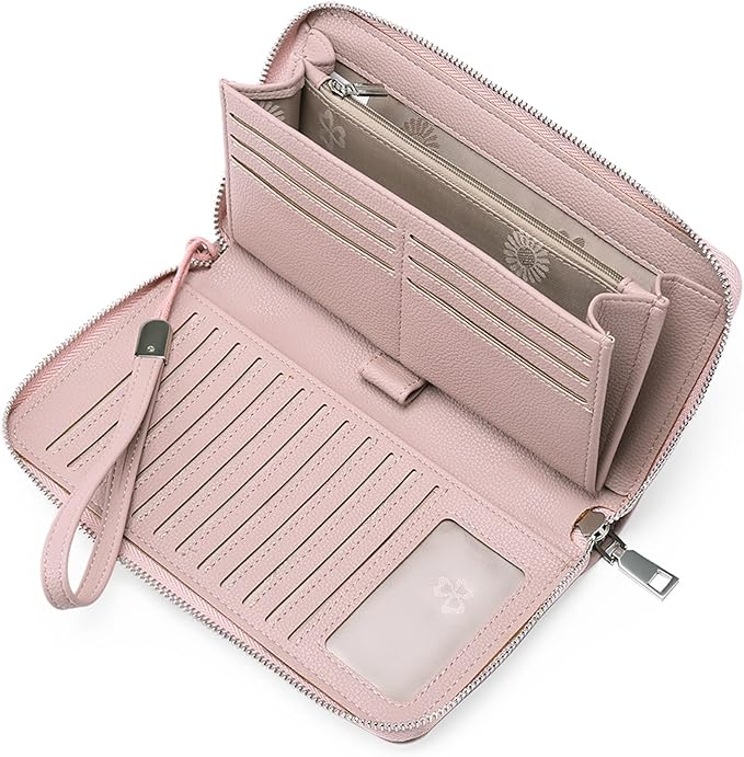 GOIACII Womens Wallet RFID Blocking Leather Zip Around Wallet Large Capacity Long Purse Credit Card Clutch Wristlet | RFID Blocking, Zip Around, Large Capacity, Long, Credit Card, Clutch