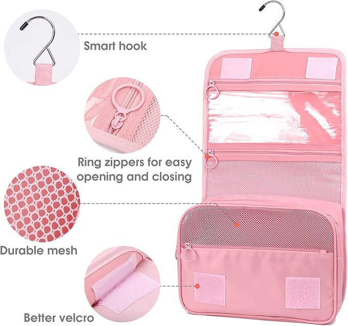 Narwey Small Hanging Travel Toiletry Bag for Women, Travel Bag for Toiletries, Makeup Bag Organizer Make Up Bags Cosmetic Bags for Girls