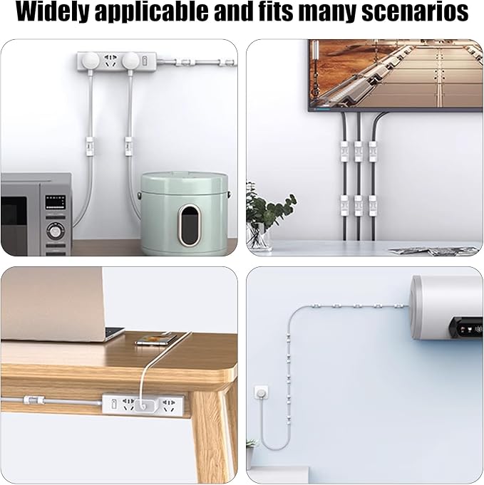 50Pcs Finisher Wire Clamp, Adhesive Cable Management Clips, Nylon Wire Holders for Cords, Wire Clips, Cord Clip for Car, Wall, Under Desk, TV PC Cable Management (White, Medium-50PCS)
